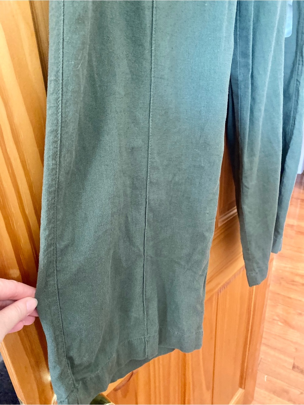 NWT GAP Olive Green Linen Blend Pull On High Rise Wide Leg Pants Med Casual Boho - Picture 4 of 14